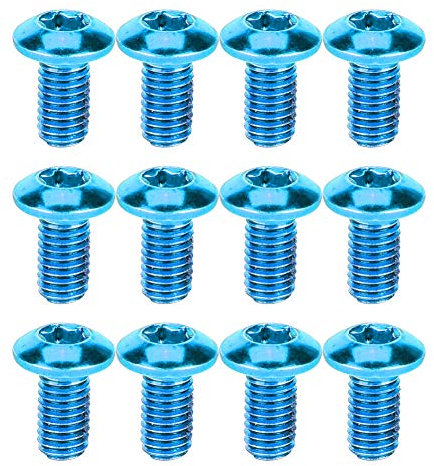 BOROCO Fahrrad Bremsscheiben Schrauben, 12 Stück M5 x 10 Mountainbike Scheibenbremsen Rotorschrauben Fahrradschrauben Bremsscheibenschrauben für Rennrad Mountainbike T25 Kopf (Blau)