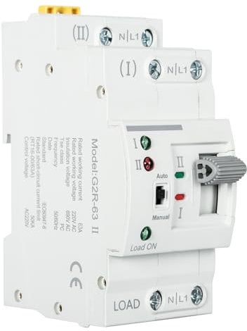 DEWIN Interruttore di trasferimento, Interruttore di trasferimento automatico G2R 63A Guida DIN ATS Interruttore di trasferimento automatico a doppia alimentazione Selettori elettrici 220V (Size : 2P
