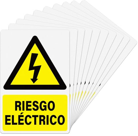 YIKIADA Pegatina Riesgo Eléctrico rectángulo - Señal Peligro Eléctrico Adhesiva 10x15cm - 10ud