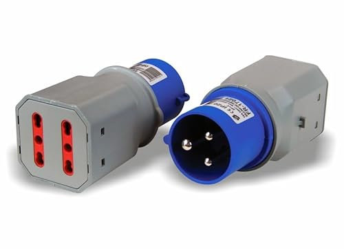 Adattatore Spina Industriale 220V, adattatore presa industriale CEE 3 Poli a Civile spina italiana/schuko presa cee blu 16a 220v (SPINA CEE - 2 PRESE ITALIANE BIV)