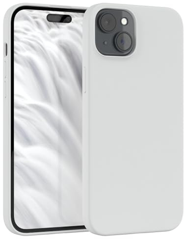 EAZY CASE Premium Silikon Handyhülle kompatibel mit iPhone 15 Plus Slimcover mit Kameraschutz und Innenfutter, Silikonhülle, Schutzhülle, Bumper, Handy Case, Hülle, Softcase, Weiß