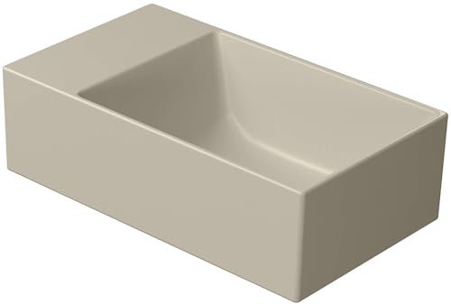 Ben Stelvio matt beige Waschbecken mit durchschlagbarem Hahnloch 40x23x12 cm - Waschbecken für Unterschrank, Waschtisch für Gäste WC