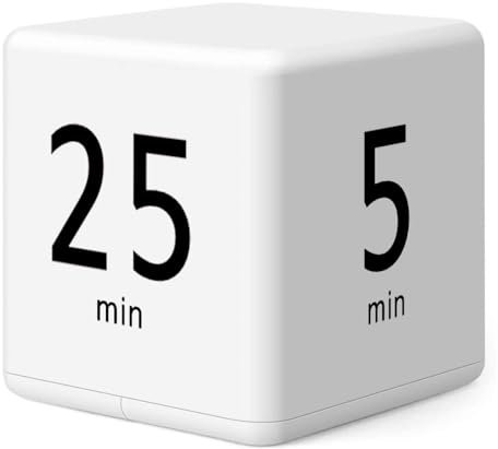 DQDEDIAN Drehbarer Pomodoro-Timer, 5/25/15/45 Minuten voreingestellt, Schreibtisch-Würfel, Countdown-Flip-Produktivitäts-Timer für ADHS, Zeitmanagement, Klassenzimmer, Workout, Küche, Kochen, Studium