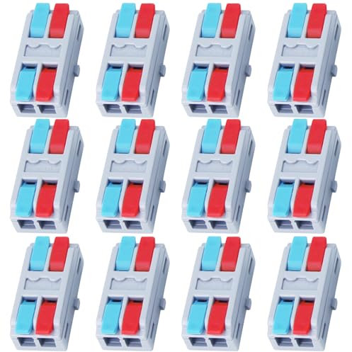 12 Pcs Lever Nut Wire Connectors - Efficient and Reliable Electrical Terminal Block Connectors for Quick Splicing, Screw Terminal Barrier Block for LED Strip Light (12Pcs - LT-2)