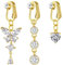 WillTen 3Pcs Fake Bauchnabelpiercing Gold, Chirurgenstahl Bauchnabelpiercing Clip Schmetterling Herz Dangly Fake Bauchnabel Piercing, Clip On Bauchnabelpiercing Fake Belly Piercing für Frauen