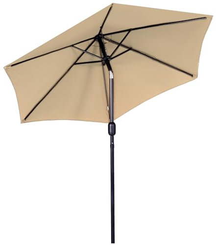 SogesHome Sombrilla parasol sombrilla playa altura ajustable 224 cm y se puede doblar 30° para jardín, balcón, terraza, playa, sin soporte, beige, Durchmesser 224 cm