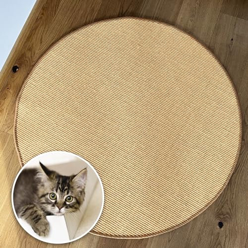 casa pura Katzen Kratzmatte rund 80cm Ø aus Natur Sisal Kratzteppich Kratzmöglichkeiten für Katzen Kratzmöbel für Wand oder Boden - robust & waschbar, Natur