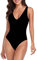 Générique Maillot De Bain Femme 1 Pièce Noir M Col V Dos Mince Maillot De Bain Shorty 2023