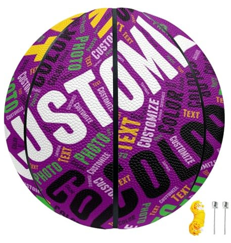 Personalisierter Basketball, Fügen Sie Ihre eigenen Fotos/Texte hinzu, Basketball Größe 5(27.5) /7(29.5) Basketbälle für Indoor und Outdoor, personalisiertes Basketball-Geschenk, Das Festgeschenk