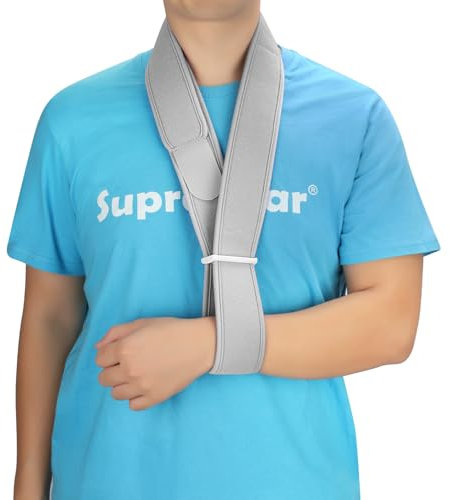 supregear Cabestrillo de Brazo, Arnés para Codo, Lesiones de Hombro, Desgarro de Manguito Rotador Para Roturas, Luxaciones, Distensiones y Fracturas para Hombres Mujeres, Gris
