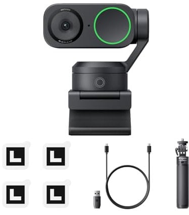 Insta360 Link 2 Tripod Bundle - PTZ 4K Webcam for PC/Mac, 1/2 Sensor, AI Tracking, HDR, AI Noise-Canceling Mic, Gesture Control for Streaming, Video Calls, Works with Zoom, Teams & More