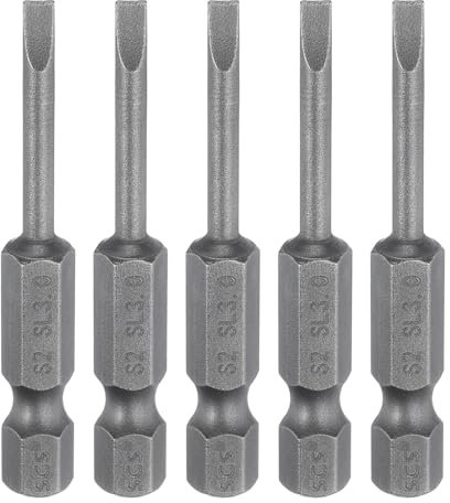 QUARKZMAN 5pz SL3 Punte per Cacciavite a Taglio Magnetica 3mm S2 Punta Cacciavite a Testa Piatta Acciaio 1/4 Grado Industriale Gambo Esagonale 50mm (2) Lungo per Viti