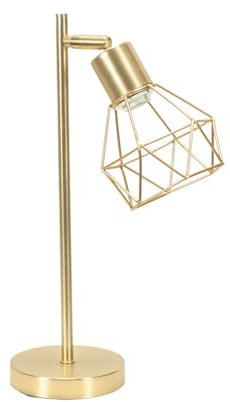 ValueLights | Brushed Gold Metal Table Desk Lamp with Geometric Basket Cage Shade for Living Room Bedroom | Table Lamps, Home Décor & Improvement Essential