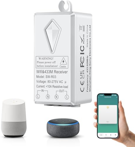 Smart Lichtschalter Modul, NineLeaf WiFi Mini Wireless Switch, Mini DIY WLAN Switch, Sprachsteuerung, App-Steuerung, Multi-Funktions-Steuerungsempfänger, Alexa Echo, Google Home, Smart Life kompatibel