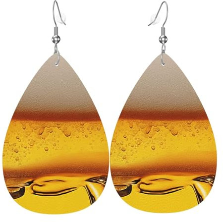 Damen Ohrringe Bier-Hintergrundbild, Frauen Wasser Ohrringe Gedruckte Drop Ohrringe Mode Leder Ohrringe Für Mädchen Party Ornament