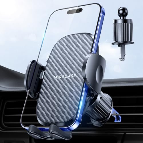 Miracase 2025 Car Phone Holder【Widened Sturdy Steel Hook】 Air Vent Car Phone Mount Cradle 360°Rotation, One Button Release Mobile Phone Holder for iPhone, Galaxy, All 4.0''-7'' Smartphones