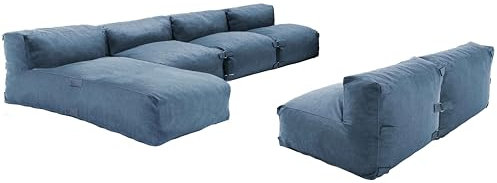 Oviala Salon de Jardin modulable 6 Places Bleu Pacific - Mixi