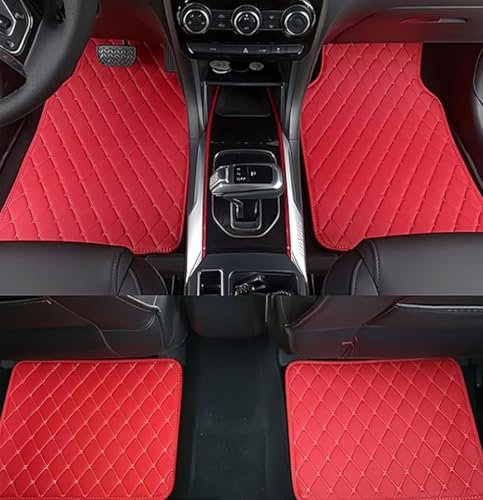 HHCVN Auto FußMatten Für Dacia Sandero Stepway 3 Extreme 2020-2023 2024, Leder wasserdichte rutschfest Fussmatten Set Accesorios,D Rot