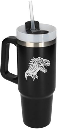 Furious Dinosaur - Taza de viaje con aislamiento al vacío con grabado láser, extra grande
