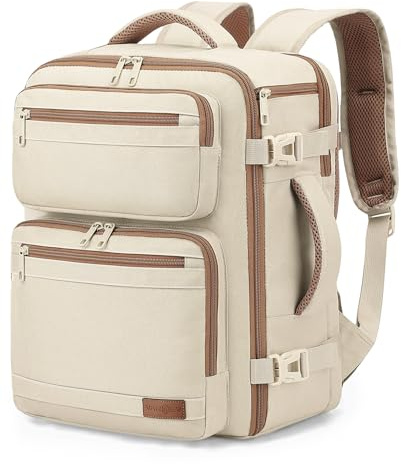 VANKEV 40x30x20 Ryanair Easyjet Eurowings Cabin Bag Travel Backpack | 24L Underseat Hand Luggage For Travel Work School Fits 15.6 Inch Laptop, Wizz Air, Carry-on, Casual Rucksack, beige