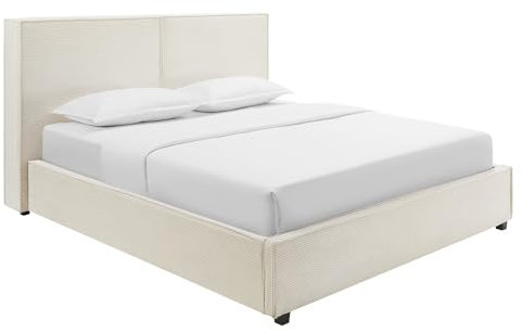 Riess Ambiente Modernes Boxbett Rocco - 180x200cm - beige - Cord - Doppelbett mit Bettkasten und Lattenrost ohne Matratze