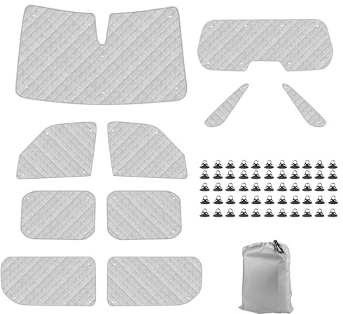 Roadtime 10Stk Thermomatte passend für VW T7 SBW, Interne Auto Sonnenblende Frontscheibenabdeckung,Thermo Jalousien Set, Verdunkelung Sonnenschutz Windschutzscheiben Matte,Aluminiumfolie Faltbar