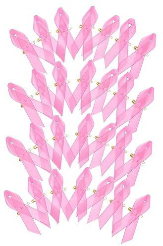 Homoyoyo 100stücke Portable Fundraising Ribbon Pins in Langlebige Brustkrebs-bewusstseins-schleifen Brosche Leichter Schmuck Zur Unterstützung Von Frauen Und Prävention Für Aktionen Und Ges