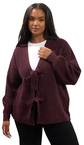 Yours Curve Wine Red Bow Tie Front Cardigan - Women's - Plus Size Curve