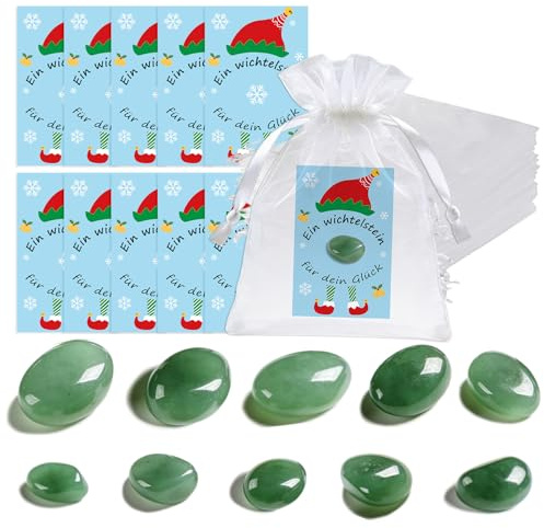 Znnhnn 10 x Wichtelsteine, Wichtel Glücksstein, Stein Adventskalender | Wichtelgeschenk, Glücksbringer Weihnachten, Kleine Geschenke Weihnachten, Kindergarten, Schule, Give away
