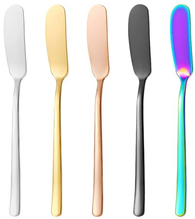 YNR 5 Pcs Butter Spreader Set,Stainless Steel Butter Knives,Restaurant-Grade Rounded Edge for Spreads Butter Cream Cheese