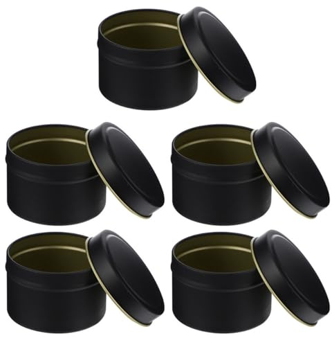 Mikikit 5 Stück Kerzendosen aus Eisen 4oz mit Deckel Blechdosen zur Aufbewahrung und Kerzenherstellung Metallbehälter für Süßigkeiten und Selbstgemacht Kerzen Langlebige Reisedosen