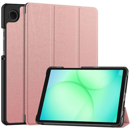 Techsuit für Samsung Galaxy Tab A11 und A9 Hülle mit 360 Schutz, Mikrofaser Innenfutter, Verstellbare Betrachtungswinkel, Schlankes Design, Anti Fingerabdruck, FoldPro Series, PU Leder, Roségold