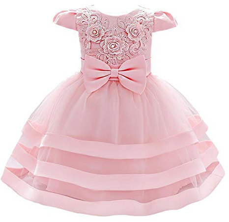 Lito Angels Neonate Abiti Matrimonio Flower Girl Dress Floreale Ricamato 12-18 Mesi Rosa 424