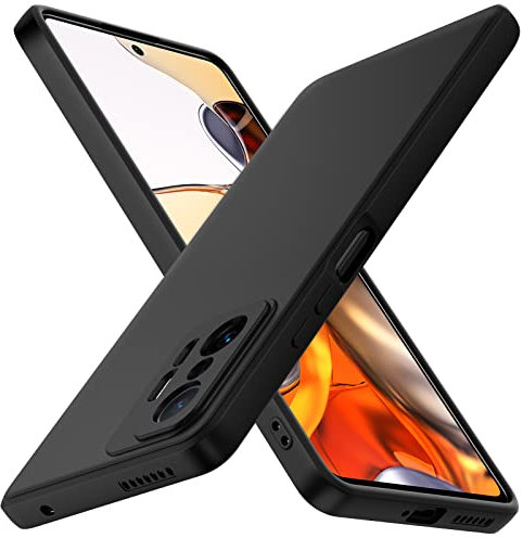 iVoler Cover in Silicone per Xiaomi 11T 5G / Xiaomi 11T Pro 5G con Protezione Della Fotocamera, Ultra Sottile Custodia in TPU Morbida Anti-Graffio Antiurto Protettiva Case, Nero