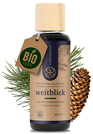 Liebenstein® BIO Saunaaufguss “Weitblick” - Fichte & Kiefer [1x100ml Sauna Aufgussmittel] mit 100% naturreinen Bio Ölen - regional und nachhaltig produziert - Dein Schwarzwald Sauna Aufguss