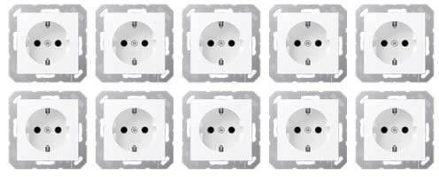 Jung SCHUKO Steckdosen Set Schneeweiß Matt Serie A: 10x Steckdose A1520BFWWM