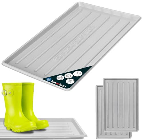 KOTARBAU® 2 x Bandejas de Goteo para Zapatos, 45 x 30 cm, Color Gris Claro, Bases escurridoras, Bandeja con Borde Elevado para secar Calzado, Posazapatos, 2 Unidades