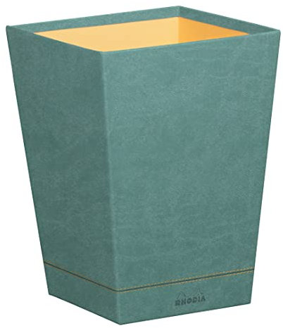 RHODIA 194626C - Water Waste Paper Bin - 24x24x32 cm - Orange Saddle Stitching - Faux Leather Exterior - Home Office Collection Rhodiarama - Office Organization & Designer Storage