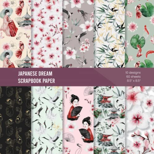 Japanese Dream Scrapbook Paper: Decorative Craft Paper For Journaling And Scrapbooking – Cherry Blossoms Origami Paper