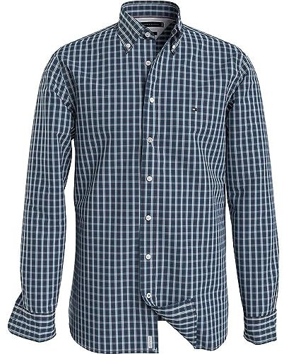 Tommy Hilfiger Homme Chemise Natural Soft Manches Longues, Multicolore (Cerulean Aqua / Multi), XS
