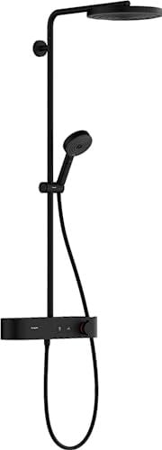 Hansgrohe 24221670 Pulsify S Showerpipe 260 1jet EcoSmart with ShowerTablet Select 400, matt Black, Head Shower: 1 Water-Saving Spray