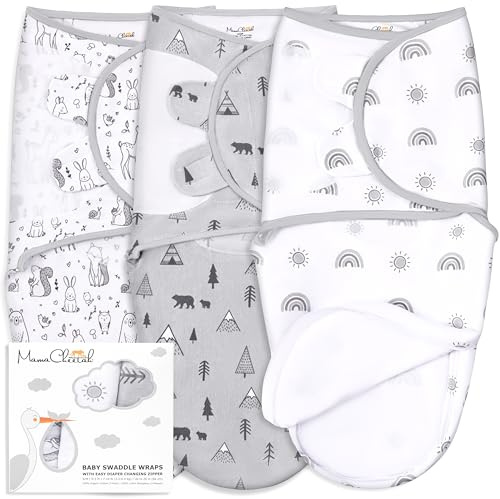 Mama Cheetah Baby Swaddle Sack, Organic Swaddle Blanket, Newborn Swaddle Sleep Sacks, Adjustable Infant Swaddle Wrap, Easy Swaddles for Boy Girl 0-3 Month | Newborn Swaddle Sack 7-14 lb, GOTS & OEKO-TEX Certified Easy Swaddles 0-3 Month, Infant Baby Essential, 3-Pack, Mama Cheetah