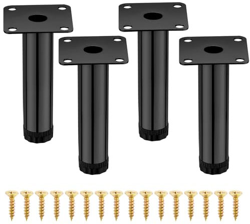 AIMIXUN 4 Patas Para Muebles Ajustables de 4 Pulgadas/10 cm, Para Sofás, Armarios de Cocina, Mesas, Armarios de Mesa (Negro)