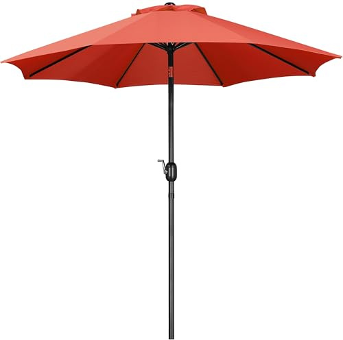 Yaheetech Garden Parasol Umbrella 2.7M Patio Umbrella Outdoor Sun Shade with Crank Handle & 8 Metal Ribs for Garden/Backyard/Deck -Orange