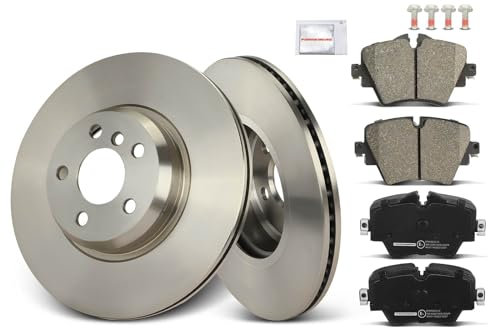 Frankberg 2x Bremsscheiben + 4x Bremsbeläge mit Bremsenschmiermittel Vorderachse Kompatibel mit 1er F40 2 Active Tourer F45 3er G20 G28 G80 4 Cabriolet G23 G83 Replace# 34106884492