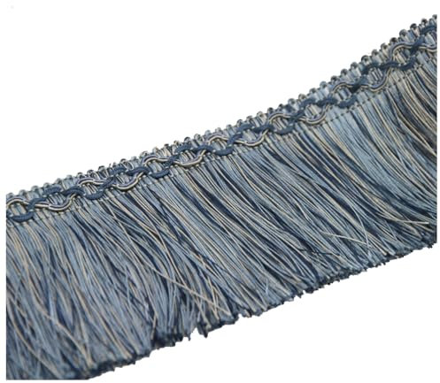 Wisafory 3 Meters Fransenborte Spitzenband Fransenband Quaste Trimmen Fransenbesatz Spitzenbesatz Quastenbesatz Zierband Dekoborte Fransen Bordüre für Vorhang Kleidung Tischdecke Blau
