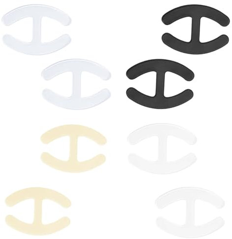 Irikdescia 8 Stück BH-Träger Clips, Oval H-Buchstabenform Racerback-BH-Clips Set, für Brautkleider, Fitnesssport, Verhindern Schultergurte Rutschen (Hautfarbe, Weiß, Schwarz, Transparent)