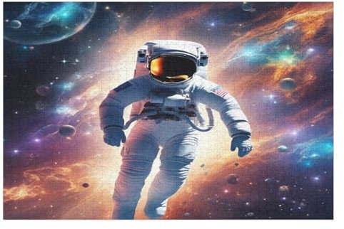 Astronaut 1000 Teile Puzzle, Holzpuzzle, Puzzles Für Erwachsene Kinder, 1000 Teile Puzzle Für Jugendliche & Erwachsene Lernspiel Herausforderungsspielzeug (75×50cm)