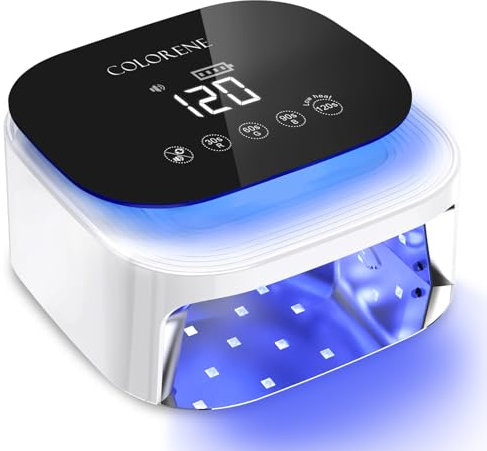 Cordless UV LED Nail Lamp, 60W Rechargeable Nail Dryer Gel Polish Light, Intelligent Auto Sensor LCD Display Nail Lamp, Portable 30 Beads Led Nail Light with 4 Timer Setting