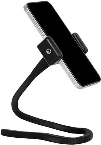 Flexible Phone Holder Gooseneck, Universal Lazy Phone Stand Clip 360° Rotating Adjustable Hands-Free for Bed Desk and Kitchen, Phone Stand Clamp Fit for All Smartphones(Black)